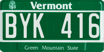 VT license plate BYK416