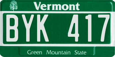 VT license plate BYK417