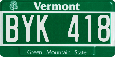 VT license plate BYK418