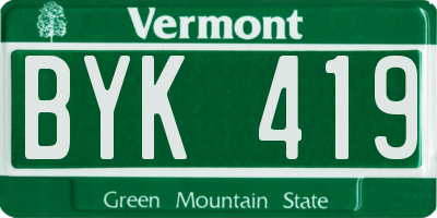 VT license plate BYK419