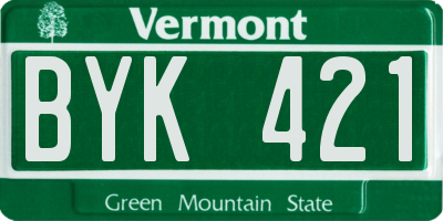 VT license plate BYK421
