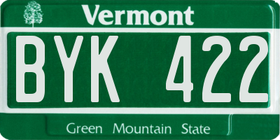 VT license plate BYK422