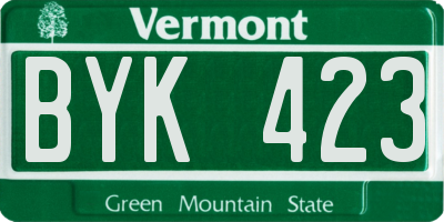 VT license plate BYK423