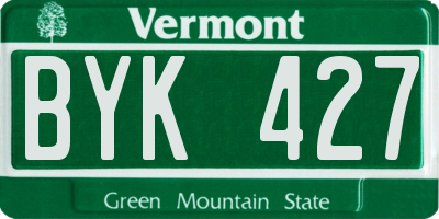 VT license plate BYK427
