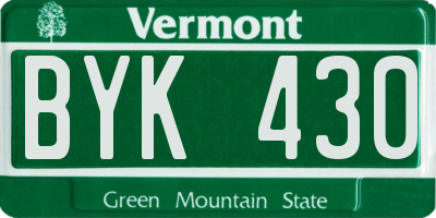 VT license plate BYK430