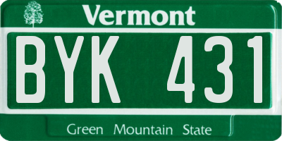 VT license plate BYK431