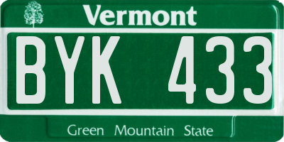 VT license plate BYK433
