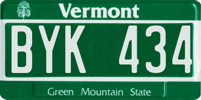 VT license plate BYK434
