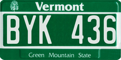 VT license plate BYK436