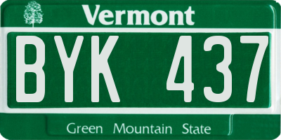 VT license plate BYK437