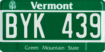 VT license plate BYK439