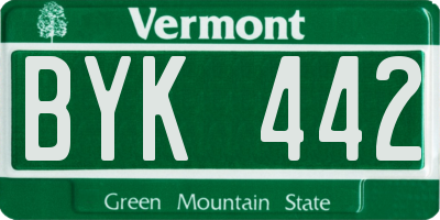 VT license plate BYK442