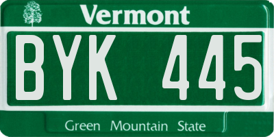 VT license plate BYK445