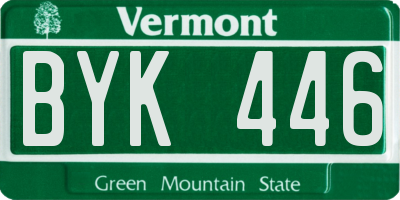 VT license plate BYK446