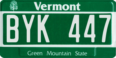 VT license plate BYK447