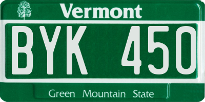 VT license plate BYK450