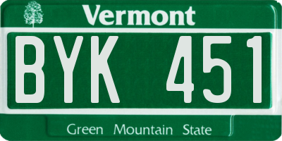 VT license plate BYK451