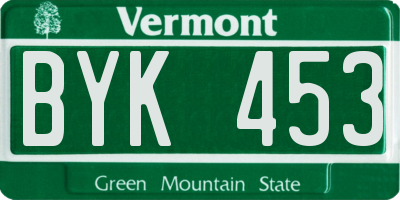 VT license plate BYK453