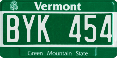 VT license plate BYK454