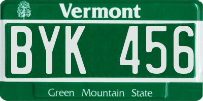 VT license plate BYK456