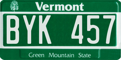 VT license plate BYK457