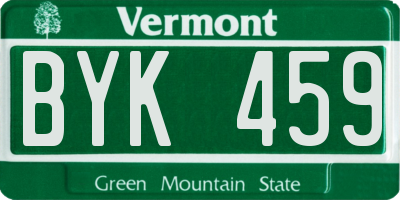 VT license plate BYK459