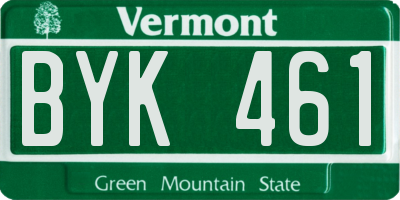 VT license plate BYK461