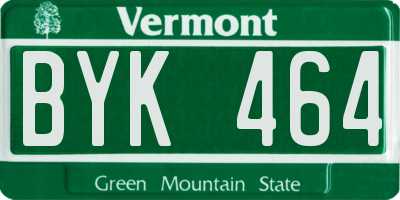 VT license plate BYK464