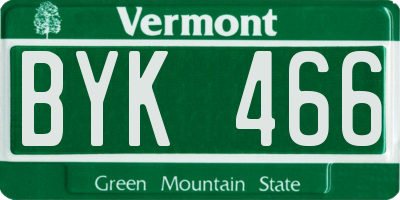 VT license plate BYK466