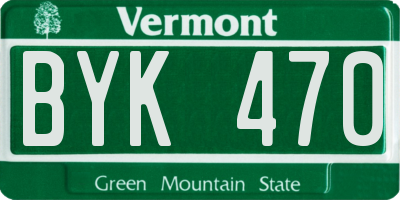 VT license plate BYK470