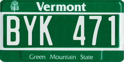 VT license plate BYK471