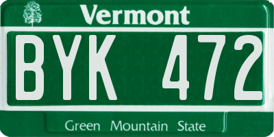 VT license plate BYK472