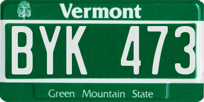 VT license plate BYK473