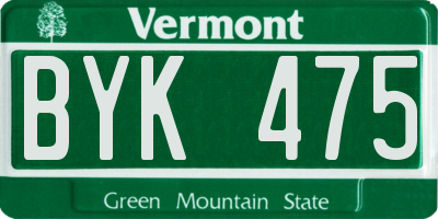 VT license plate BYK475