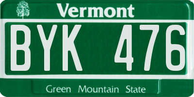 VT license plate BYK476