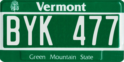 VT license plate BYK477