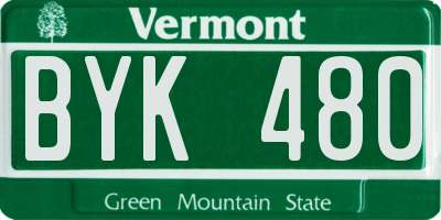 VT license plate BYK480