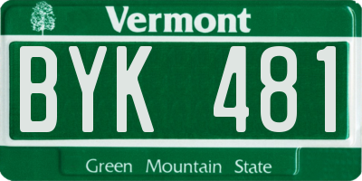 VT license plate BYK481