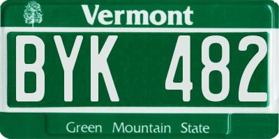 VT license plate BYK482