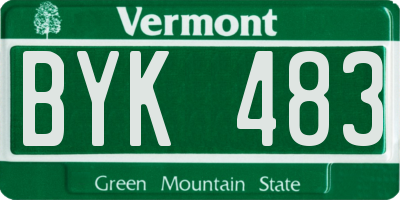 VT license plate BYK483