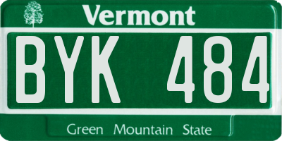 VT license plate BYK484