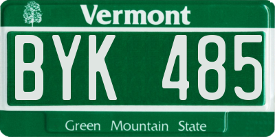 VT license plate BYK485