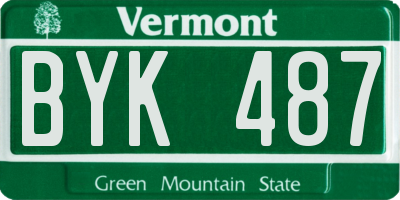 VT license plate BYK487