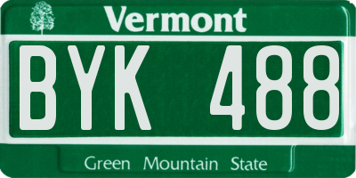VT license plate BYK488