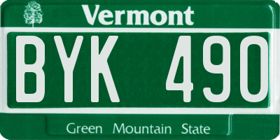 VT license plate BYK490