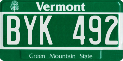 VT license plate BYK492