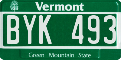 VT license plate BYK493