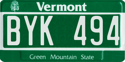 VT license plate BYK494