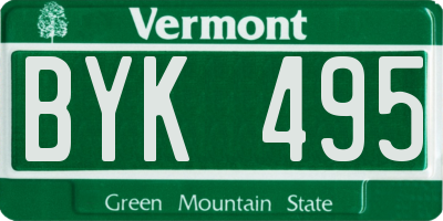 VT license plate BYK495
