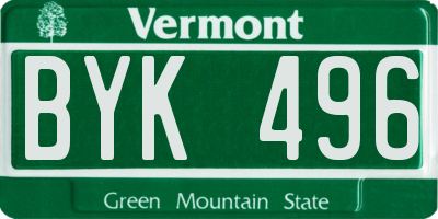 VT license plate BYK496